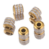 5pcs 8mm Stainless Steel Rhinestone Round Tube Beads Crystal for Jewelry Making
