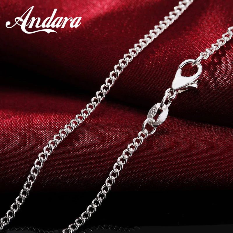5pcs 925 Sterling Silver Necklace 2MM Sideways Silver Chain DIY With Chain Clavi