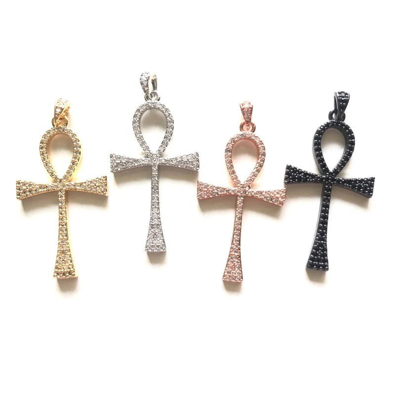 5pcs ANKH Cross Pendants Charms for Women Micro Pave Bracelet Necklace Making