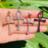 5pcs ANKH Cross Pendants Charms for Women Micro Pave Bracelet Necklace Making