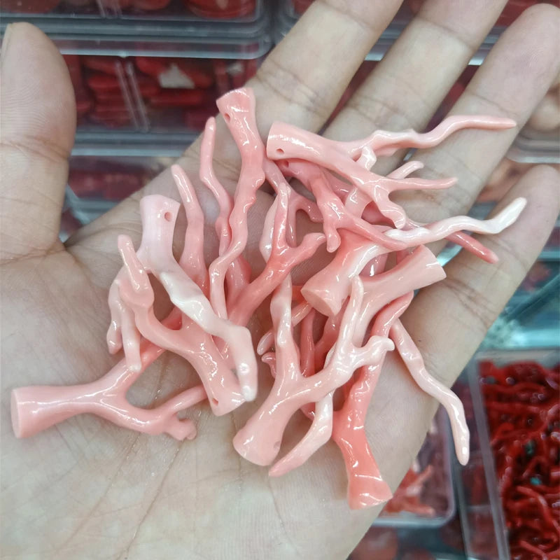 5pcs 48mm Pink Synthetic Coral Branch Pendant DIY Necklace Earring