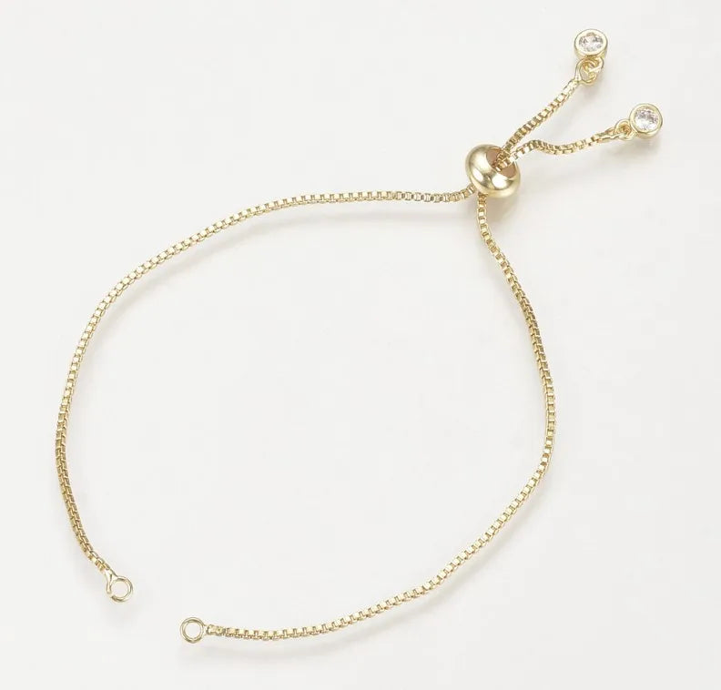 5pcs Adjustable Brass Slider Charm Bracelets for Women DIY Jewelry Making