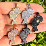 5pcs Afro Baby Girls Charms Pendant CZ Paved Jewelry Accessories