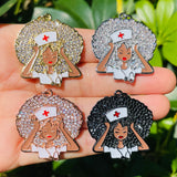 5pcs Afro Girl Nurse Charms Zirconia Pendant for Women Bracelet Necklace