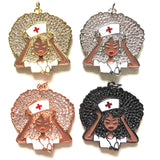 5pcs Afro Girl Nurse Charms Zirconia Pendant for Women Bracelet Necklace