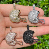 Football Player Helmet Charm Pendant with Cubic Zirconia for Necklace Bracelets