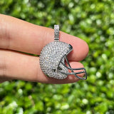 Football Player Helmet Charm Pendant with Cubic Zirconia for Necklace Bracelets
