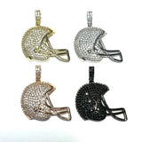 Football Player Helmet Charm Pendant with Cubic Zirconia for Necklace Bracelets