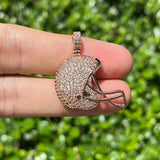 Football Player Helmet Charm Pendant with Cubic Zirconia for Necklace Bracelets