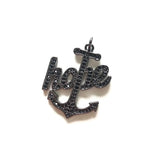 5pcs Anchor Hope Word Charm Bling Zirconia Paved Gold-Plated Pendant