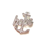 5pcs Anchor Hope Word Charm Bling Zirconia Paved Gold-Plated Pendant