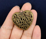 5pcs Antique Bronze 3D Hollow Heart Charms Pendant Jewelry Making