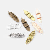 5pcs Antique Brown/Silver Feather Holder Slider Charm for Flat Leather Cord