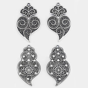 5pcs Antique Silver Heart Metal Charms Pendant DIY Earring Necklace Bracelet
