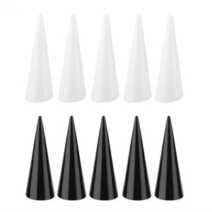 5pcs Acrylic Finger Cone Ring Holder Showcase Stand Jewelry Organizer Rack