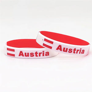 5pcs Austria Flag Bracelets Silicone Sport Motivational Wrist Band