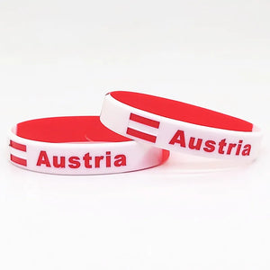 5pcs Austria Flag Bracelets Silicone Sport Motivational Wrist Band