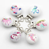 5pcs Baby Pacifier Clip Metal Wooden Multiple Pattern Child Molar Chain Holder