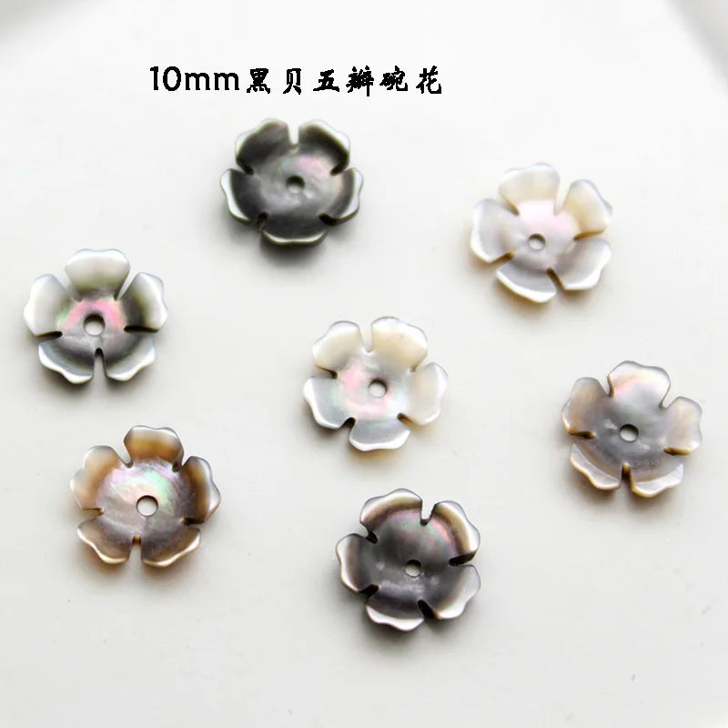 5pcs Natural Pearl Shell Carved Bowl Flower Bauhinia DIY Jewelry