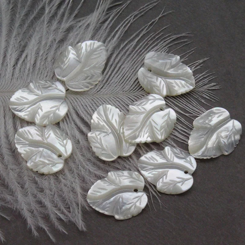 5pcs Natural Shell Leaf Pendant 12x14mm DIY Jewelry Accessories