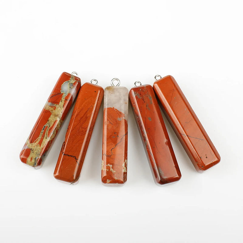5pcs Natural Stone Rectangular Pendant for DIY Jewelry