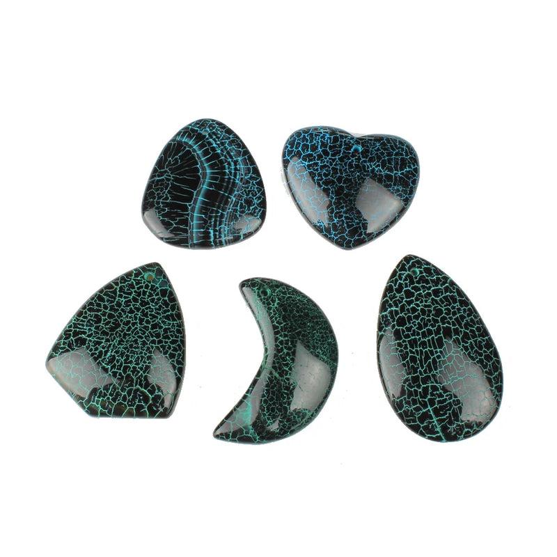 5pcs Natural Stone Geometric Pendant Jewelry Making DIY Accessories