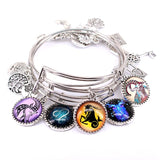 5pcs Zodiac Signs Charms Bangles Cuff Jewlery Set Bracelets for Women Girls