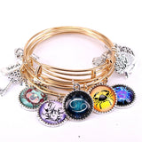 5pcs Zodiac Signs Charms Bangles Cuff Jewlery Set Bracelets for Women Girls