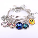 5pcs Zodiac Signs Charms Bangles Cuff Jewlery Set Bracelets for Women Girls