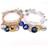 5pcs Zodiac Signs Charms Bangles Cuff Jewlery Set Bracelets for Women Girls