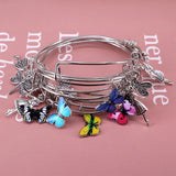 5pcs Butterfly Dragonfly Clover Charm Bangles for Women Girls