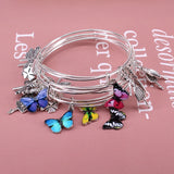 5pcs Butterfly Dragonfly Clover Charm Bangles for Women Girls