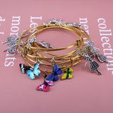 5pcs Butterfly Dragonfly Clover Charm Bangles for Women Girls