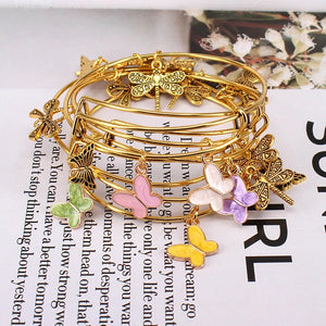 5pcs Butterfly Charm Bracelets Women Cuff Jewlery E37
