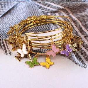 5pcs Butterfly Charm Bracelets Women Cuff Jewlery E37