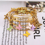5pcs Butterfly Charm Bracelets Women Cuff Jewlery E37