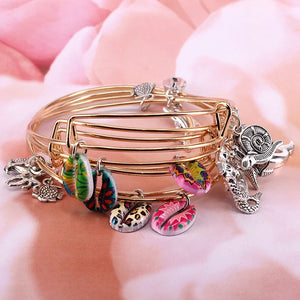 5pcs Shell Dolphin Mermaid Charms Bangle Set for Women Jewelry E43
