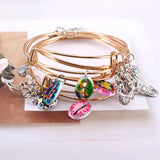 5pcs Shell Dolphin Mermaid Charms Bangle Set for Women Jewelry E43