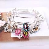 5pcs Shell Dolphin Mermaid Charms Bangle Set for Women Jewelry E43