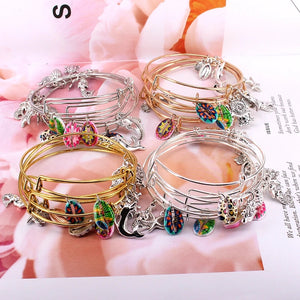 5pcs Shell Dolphin Mermaid Charms Bangle Set for Women Jewelry E43