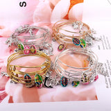 5pcs Shell Dolphin Mermaid Charms Bangle Set for Women Jewelry E43
