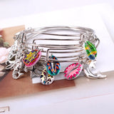 5pcs Shell Dolphin Mermaid Charms Bangle Set for Women Jewelry E43