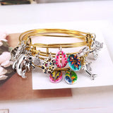 5pcs Shell Dolphin Mermaid Charms Bangle Set for Women Jewelry E43