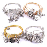 Marine Life Charm Bracelet Set, Dolphin Turtle Starfish Jewelry