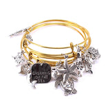 Marine Life Charm Bracelet Set, Dolphin Turtle Starfish Jewelry