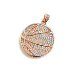 5pcs Basketball Charms CZ Paved Pendant 24mm Jewelry Supplies