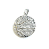 5pcs Basketball Charms CZ Paved Pendant 24mm Jewelry Supplies