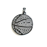 5pcs Basketball Charms CZ Paved Pendant 24mm Jewelry Supplies