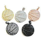 5pcs Basketball Charms CZ Paved Pendant 24mm Jewelry Supplies