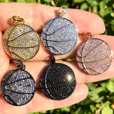 5pcs Basketball Charms CZ Paved Pendant 24mm Jewelry Supplies